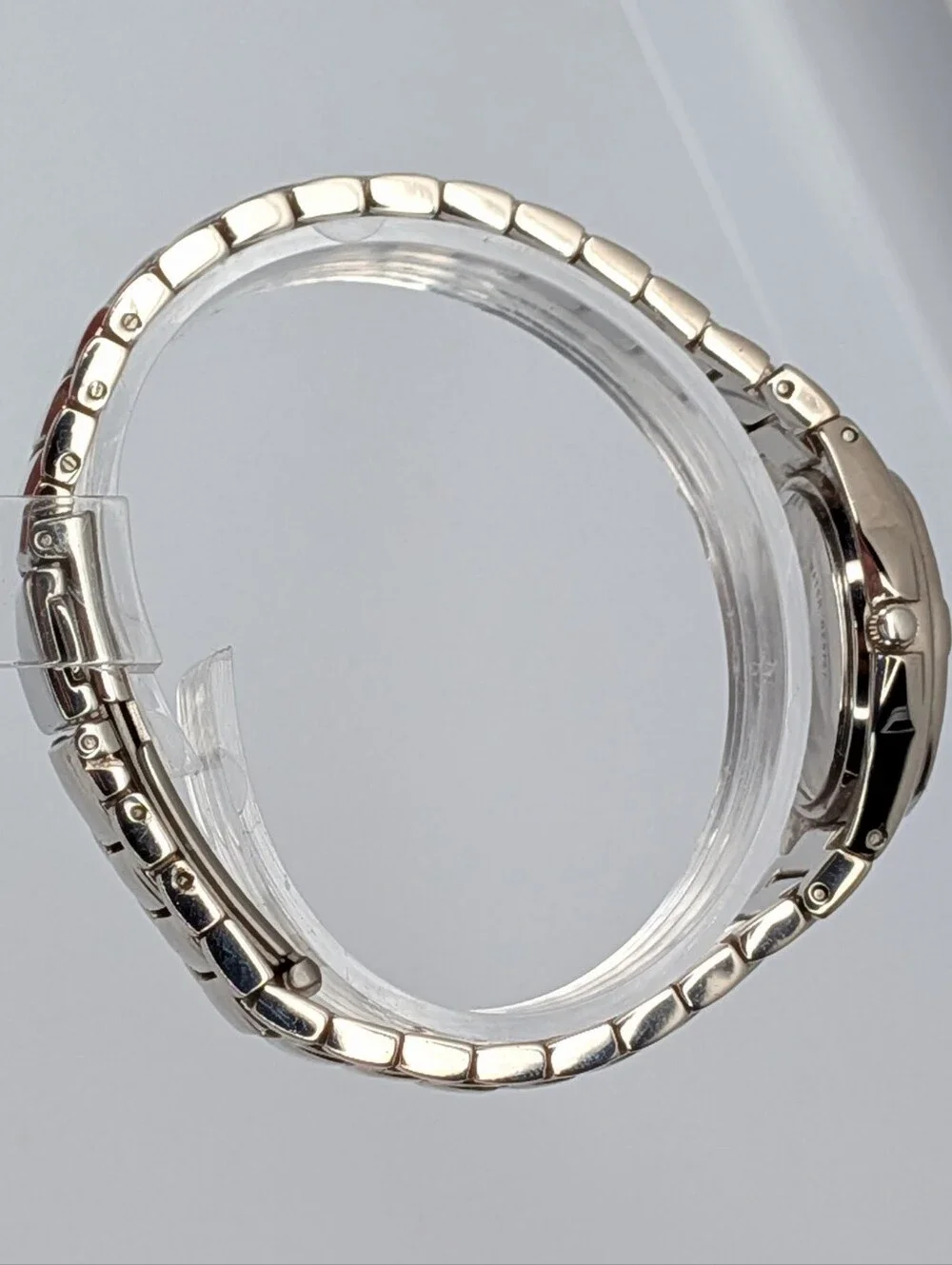 Caravelle Bulova Womens Watch Silver Tone Rhinestone Bezel Mother of Pearl Dial